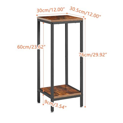 IBUYKE 30 Inch Tall Plant Stand Indoor, 2 Tier Wood Flower Stand, TMJ071H - color: Rustic Brown-Square