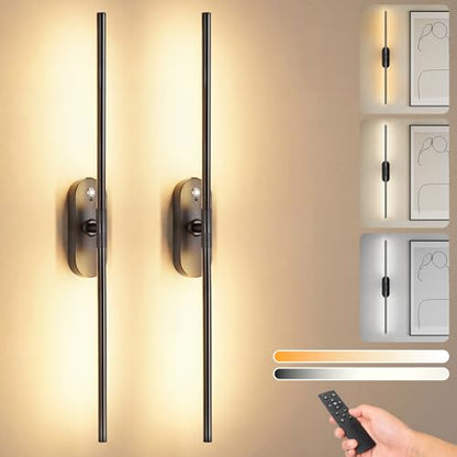 Battery Operated Wall Sconces Set of 2, Wireless Wall Light