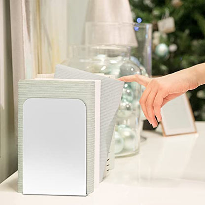 VFINE Bookends 3 Pairs, White Metal Book Ends, Bookends for Shelves, Book Stopper for Heavy Books, Book Dividers for Home Office - color: White 3 Pairs Bookends