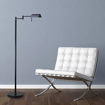 O'Bright Brook Adjustable Dimmable LED Pharmacy Floor Lamp, Black - color: Black