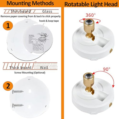 RAHAN 2Pack Battery Operated Spotlight, Picture Light with Remote Dimmable & Timer, Plants Uplighting Picture Lights for Paintings, Small LED Spot Display Lights for Wall Frame Artwork Dartboard - color: White-G