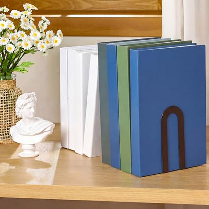Chunful 12 Pcs Bronze Metal BookEnds Shelves, 7.5 x 5.75 x 3.5 in - color: Bronze, size: 7.5*5.75*3.5inch