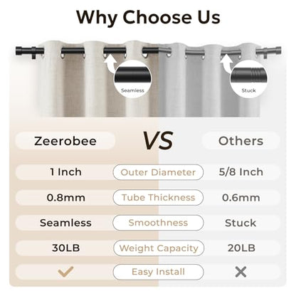 Zeerobee Curtain Rods for Windows 32 to 168 Inch, Black Curtain Rod - color: Black, size: 32"-168"
