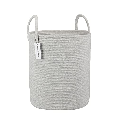 XUANGUO Cotton Rope Laundry Basket Hamper for Clothes Large Light Grey - color: light grey, size: Regular