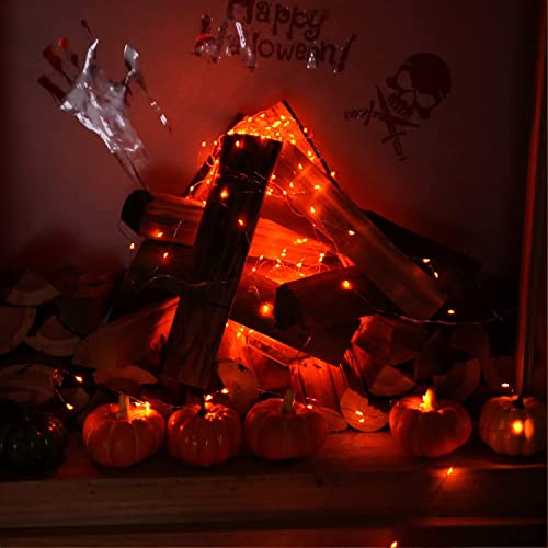 RUICHEN Fairy Lights Plug in 33 Ft 100 LED Silver Wire Lights, Orange - color: Orange