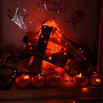 RUICHEN Fairy Lights Plug in 33 Ft 100 LED Silver Wire Lights, Orange - color: Orange