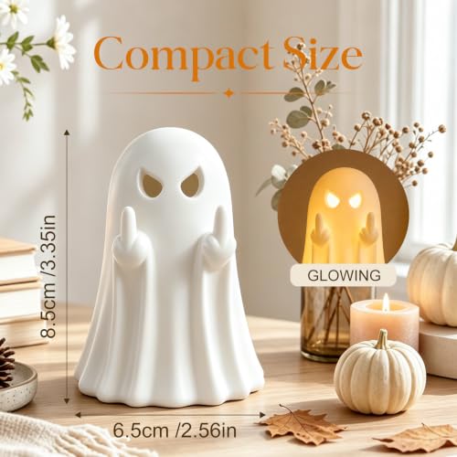 Halloween Ghost Figurine Cute Spooky Ghost Statue White - color: White Evil Ornament