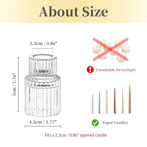 Hewory Taper Candle Holders Bulk, 20PCS Clear Glass Candlestick Holders - color: Clear, size: 20PCS