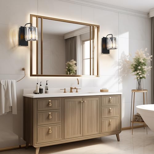 Plug in Crystal Wall Sconces, Black Plug in Sconce with Dimmer Cord - color: Crystal Glass Sttyle with Plug