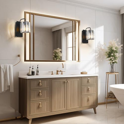 Plug in Crystal Wall Sconces, Black Plug in Sconce with Dimmer Cord - color: Crystal Glass Sttyle with Plug