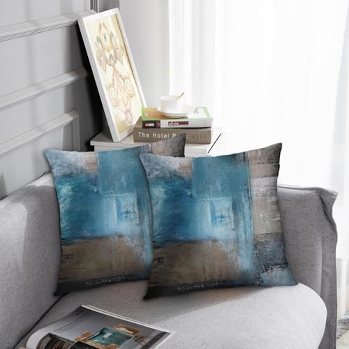 Britimes Throw Pillow Covers Set of 2, 16 x 16 Inch, Teal Grey - color: Teal Grey, size: 16" x 16" (Pack of 2)