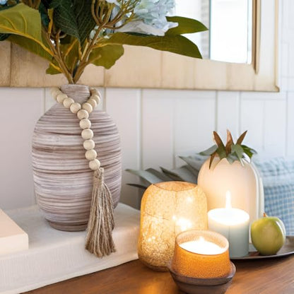 ALMA 9" Boho Flower Vase, Ceramic Pampas Grass Vases for Modern Farmhouse - color: Oval-white-9''