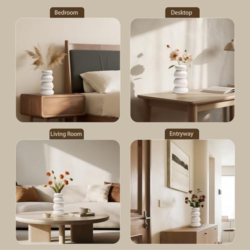 BosilunLife Ceramic Vase with Stacked Bubble Design - color: White