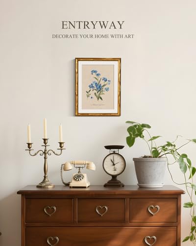 InSimSea Gold Bamboo Framed Wall Art,Blue Myosotis Botanical Prints,11x14In - color: Blue Spider Lily