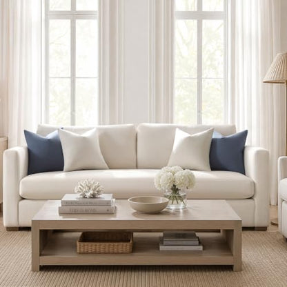 Meekio Linen Blend Throw Pillow Covers 16x16 Set of 2, Blue Gray - color: Blue Grey, size: 16" x 16" (Pack of 2)