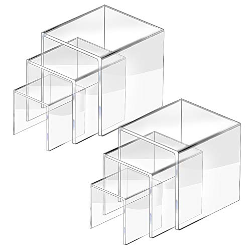 CECOLIC Clear Acrylic Riser Display Stand, Acrylic Display Riser Stand Shelf for Pops Figures, Jewelry, Candy, Cupcake, Dessert, 2 Sets - 3x4x5in - size: 3x4x5''