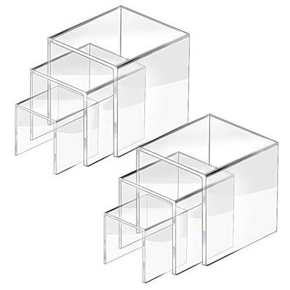CECOLIC Clear Acrylic Riser Display Stand, Acrylic Display Riser Stand Shelf for Pops Figures, Jewelry, Candy, Cupcake, Dessert, 2 Sets - 3x4x5in - size: 3x4x5''