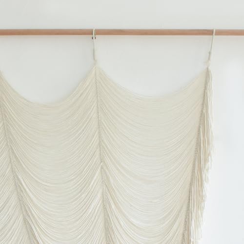 2 Panels Macrame Curtains 59"W*75"L Boho Doorway Window Curtains Handwoven - color: Ivory *2