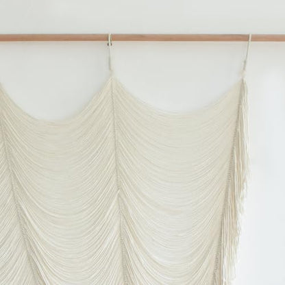 2 Panels Macrame Curtains 59"W*75"L Boho Doorway Window Curtains Handwoven - color: Ivory *2