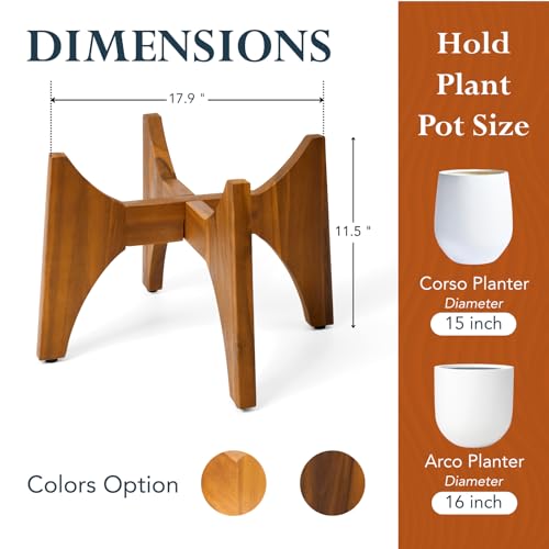 KUTE NEST 11.5" H x 17.9" W Acacia Solid Wood Plant Stand - Walnut - color: Walnut, size: Low - Medium - 11.5"H x 17.9"W
