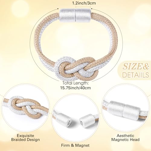 Queekay 2 Pcs Magnetic Curtain Tiebacks, 2 Style Holders, Beige,White - color: Beige, White