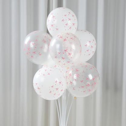 Patimate Pink Bow Balloons Set 50 pcs 12 inch Pink White Print Balloon Kit - color: Pink White Bow