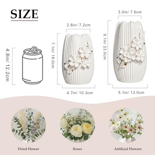 White Ceramic Vase,Modern Vase for Centerpieces,9 Inch - color: White, size: 9 inch