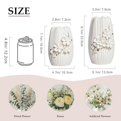 White Ceramic Vase,Modern Vase for Centerpieces,9 Inch - color: White, size: 9 inch