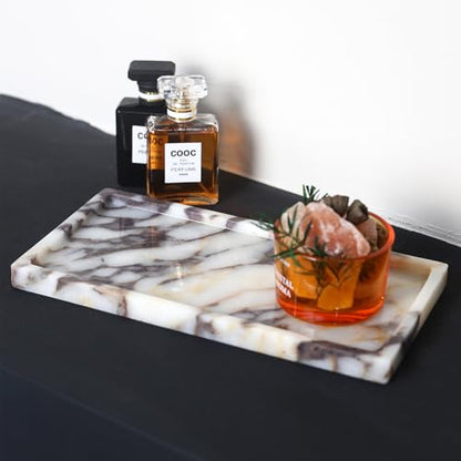 100% Natural Marble Tray, 10"x5" Calaccata Viola Vanity Tray - color: Viola-rectangle-10"x5"x0.7"