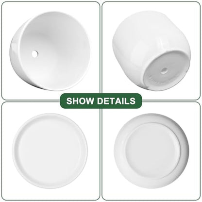 Ceramic Plant Pots, White, 6.7 Inch, 2 Pack - size: 6.7 Inch 2 Pcs