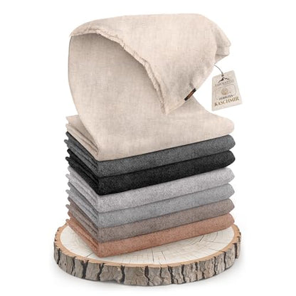 Cashmere Blanket – Hand Woven 100% Cashmere Wool Throw Blanket, 135 x 270 cm – Plain Cozy, and Soft Blanket for Bed, Sofa, or Couch - Made in Nepal - color: White Grey