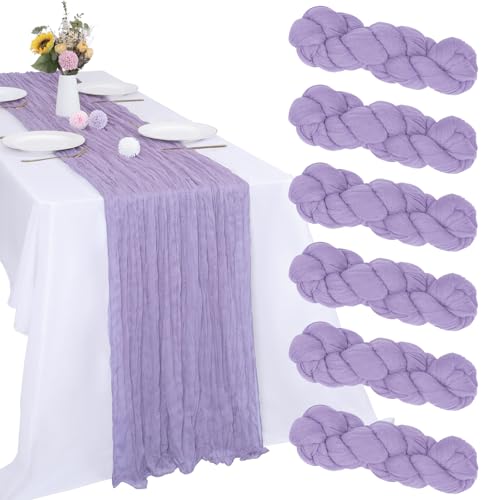 6 Pack Lavender Purple Cheesecloth Table Runner 35 x 120 Inch - color: Lavender, size: 6 Pcs - 10 Ft
