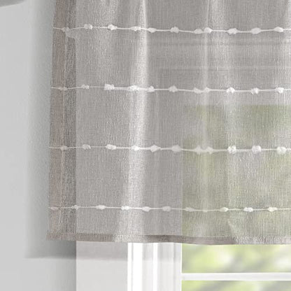 Lush Decor Farmhouse Textured Sheer Window Curtain Valance, 52"W x18"L, Gray - color: Grey