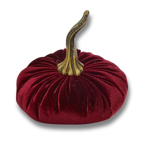 Your Heart's Content Burgundy 6.25 inch Velvet Pumpkin (Burgundy) - color: Burgundy