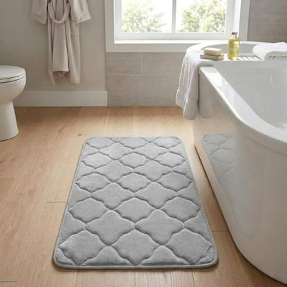 Thick Memory Foam Bath Mat, Absorbent Kitchen Shower Floor Rug, Light Gray - color: Light Gray