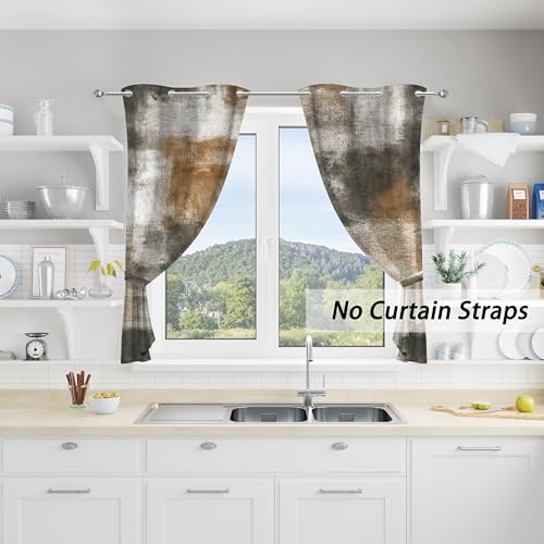 Asuexpect Tan Abstract Curtains for Kitchen, 26W x 36L, 2 Panels - color: Tan, size: 26"W x 36"L (Pack of 2)