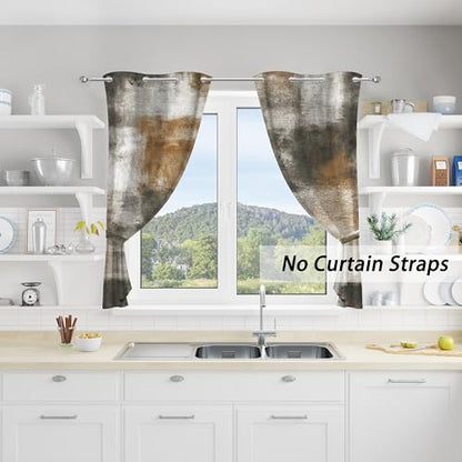Asuexpect Tan Abstract Curtains for Kitchen, 26W x 36L, 2 Panels - color: Tan, size: 26"W x 36"L (Pack of 2)