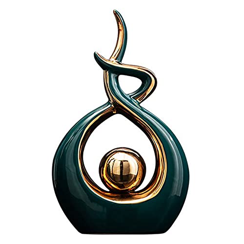 Norrclp Home Decor Modern Abstract Art Ceramic Statue Table Decor (Small) - color: Green and Gold, size: Small