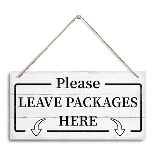 Please Leave Packages Here Sign, Decorative Hanging Wall Plaque Wood Sign, Delivery Signs for Packages Indoor Outdoor Home Use, Package Delivery Decor for Home Front Door, Business - color: Porch 04