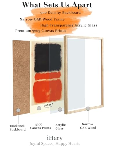 iHery 16x20in Natural OAK Wood Framed Black Orange Abstract Wall Art - color: OAK Framed Rothko 1968, size: 20"L x 16"W