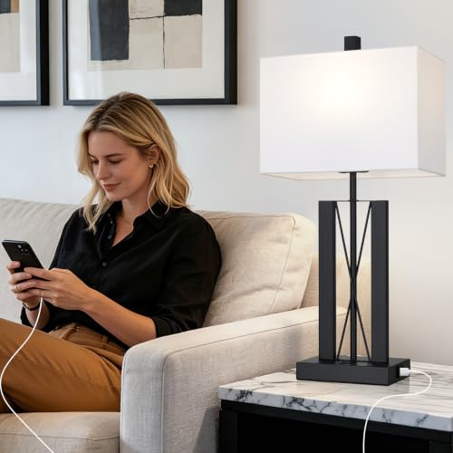 Lolikit 25" Modern Table Lamp for Living Room,Bedside Lamp for Bedroom - color: White - 25"H - 1 Pack