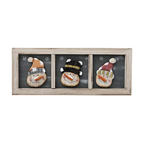 Attraction Design Wood Snowman Wall Decor Hanging Christmas Sign, Rustic Snowmen Decoration Wall Art Wooden Holiday Decorative Sign Hanging Xmas Décor 16.8X6.6in