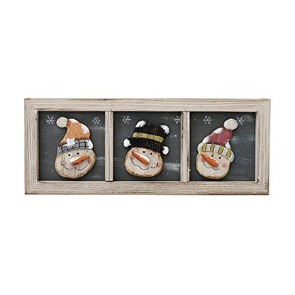 Attraction Design Wood Snowman Wall Decor Hanging Christmas Sign, Rustic Snowmen Decoration Wall Art Wooden Holiday Decorative Sign Hanging Xmas Décor 16.8X6.6in