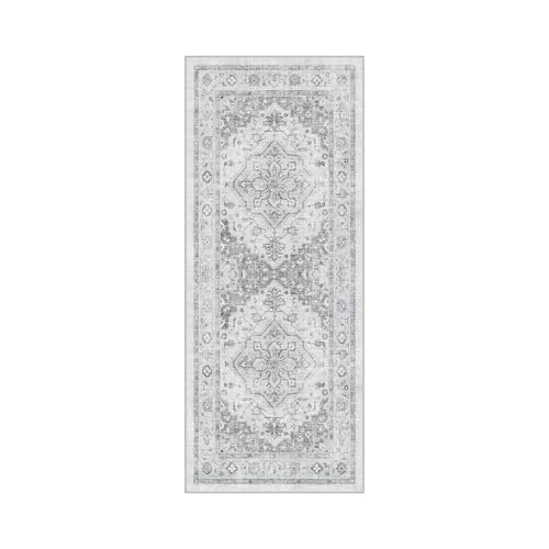 GENIMO 2X5 Washable Runner Rug for Kitchen, Boho Medallion Non Slip - color: Dove Gray, size: 2' x 5' (Rectangular)