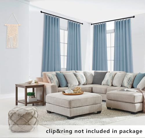 Rod Pocket Linen Blend Sheer Curtains for Living Room-Stone Blue-52 by 63 - color: Stone Blue, size: 52"W x 63"L (Pack of 2)