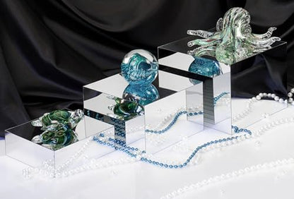 Red Co. Set of 3 Glossy Silver Acrylic Cube Display Nesting Risers with Hollow Bottoms - 2 Pack - color: Silver, size: 6",7",8" - 2 Pack