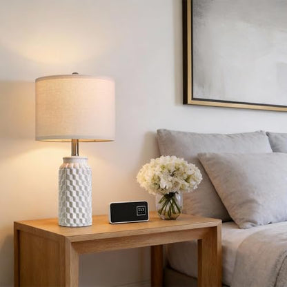 USumkky 20.5" Ceramic Table Lamps Set of 2 - Modern Farmhouse & Boho Style, Bedside Nightstand Lamps for Bedroom, Living Room End Table Lamps, Small Desk Lamp(Matte White) - color: 20.5" Matte White
