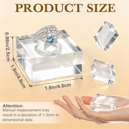 SAMYUCHO 4 Pcs 2 X 2 X 1 Inch Acrylic Blocks, Clear Square Acrylic Cube