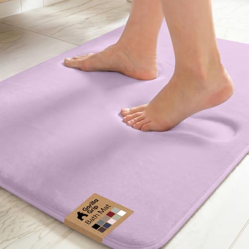 GORILLA GRIP® Memory Foam Bath Rug for Bathroom, 24x17 Purple - color: Soft Purple, size: 24" X 17"
