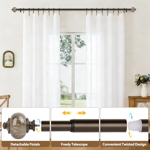 KAMANINA 1 Inch Curtain Rods for Windows 66 to 120 Inch, Bronze Drapery Rod - color: Bronze, size: 66-120"